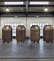 Row of earthenware maturation vessels