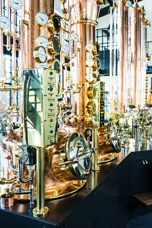 Copper stills in the Monkey 47 distillery