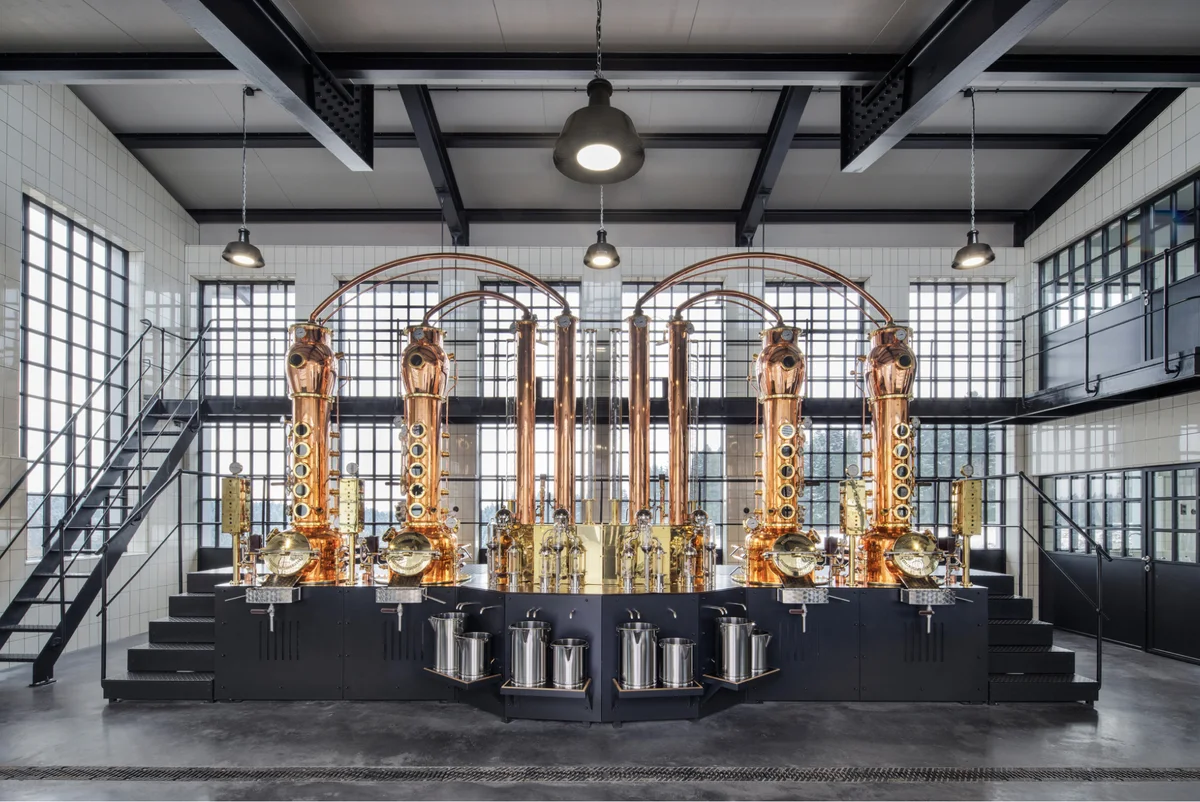Copper stills in the Monkey 47 distillery hall