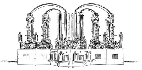 Line drawing of the Monkey 47 distillery stills