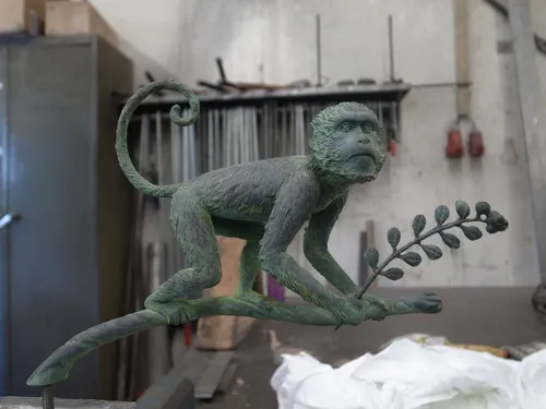 Bronze monkey sculpture for the Species Rara Award in the foundry