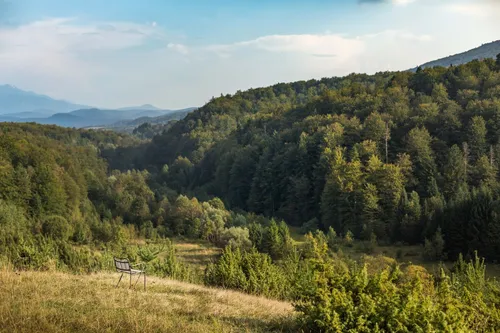 Forested hills and valley in the Croatian countryside