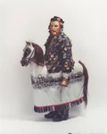 Carnival steed costume of Constance with rider and white horse figure