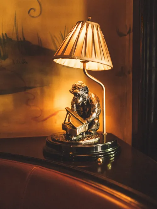 Brass monkey lamp at the Monkey Bar
