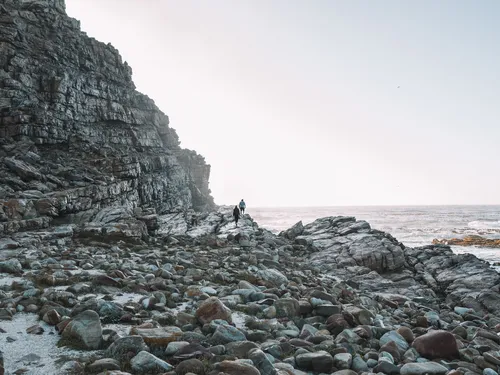 Rocky cliffs by the sea at the Cape