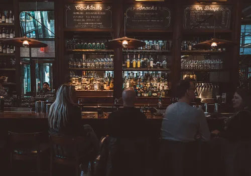 Back bar with bottles at Union Square Cafe