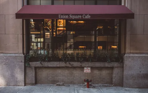 Entrance and awning of Union Square Cafe in New York
