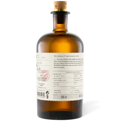 Monkey 47 Experimentum Series bottle, back label