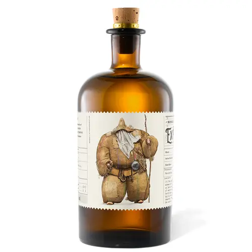 Monkey 47 Experimentum Series Edition 5 bottle with a fur-clad figure illustration