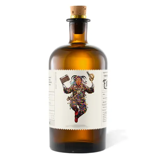 Monkey 47 Experimentum Series 2y07 Berlin bottle with an illustrated jester label