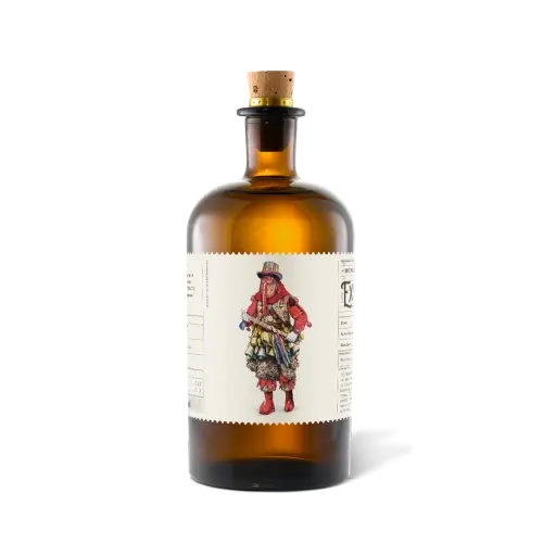 Monkey 47 Experimentum Series 2y09 bottle with an illustrated figure label