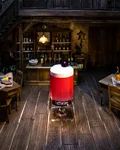 Pink Lady cocktail in a miniature saloon setting