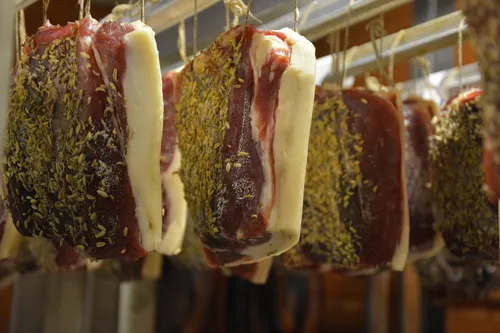 Black Forest hams hanging to cure