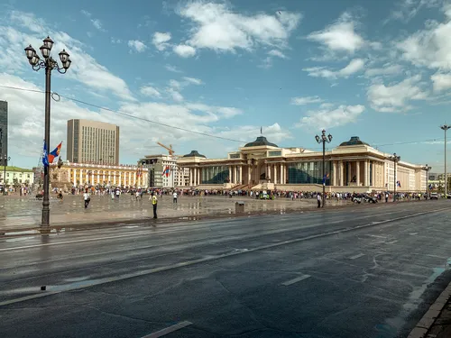 Sükhbaatar Square and the Government Palace in Ulaanbaatar
